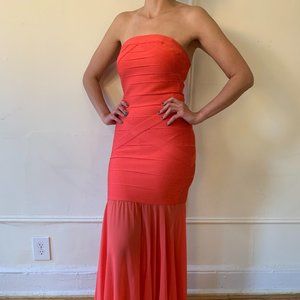 JS Collections Salmon/Pink Bodycon/Tulle evening gown